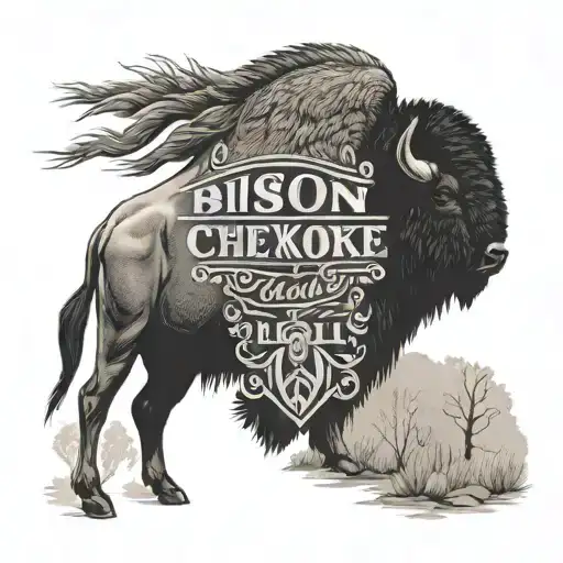 Bison With The Lettering Cherokee