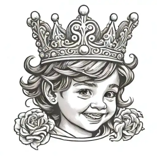 A Kid With Brown Hair Wearing A Crown And Smiling