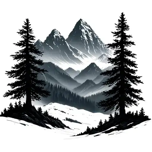 Mountains With Dark Trees