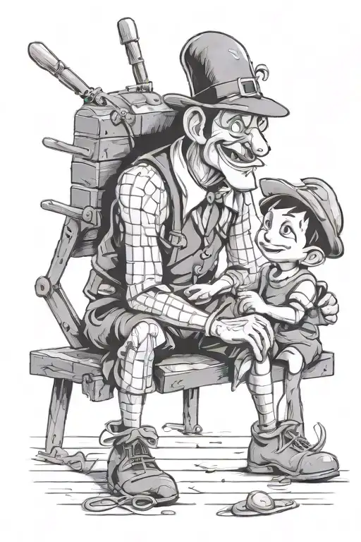Dark Mysterious Pinnochio Taking Care Of His Grandkid
