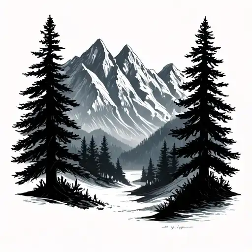 Mountains With Dark Trees Extended