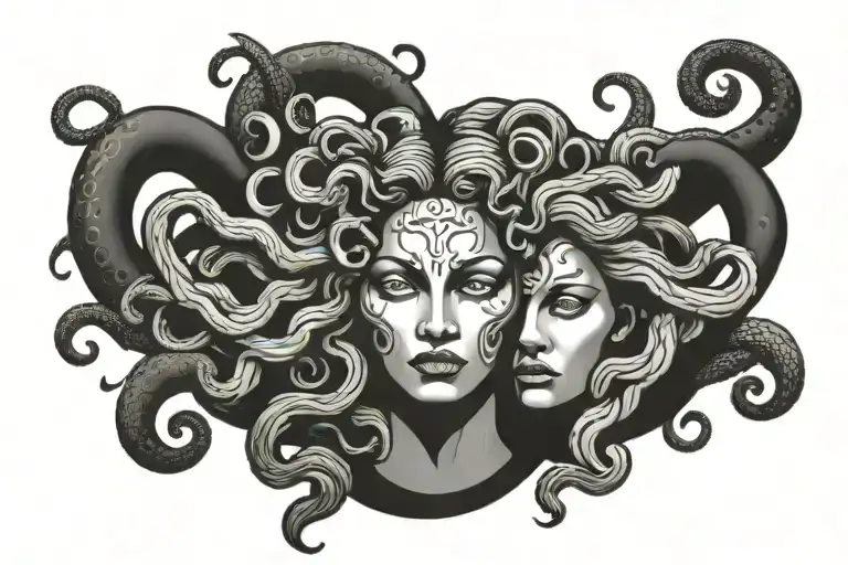 Medusa With A Half Mask In Middle