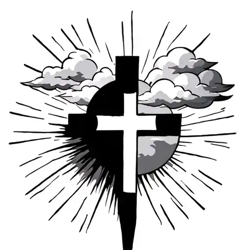 Cross With Clouds And Sun Rays