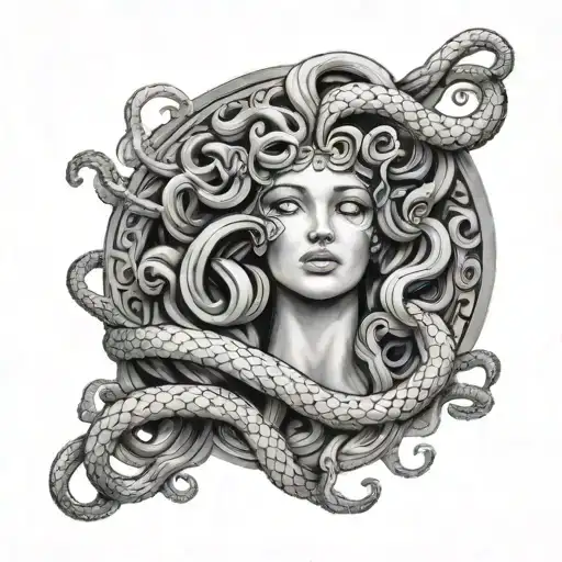 Medusa Holding A Broken Mask