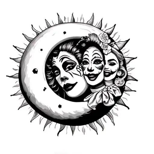 Sun And Moon Chicana Clowns