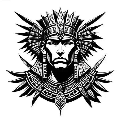 A Large Black Celtiberian Warrior Design With An Egyptian Twist In Simple Black Work And Shading
