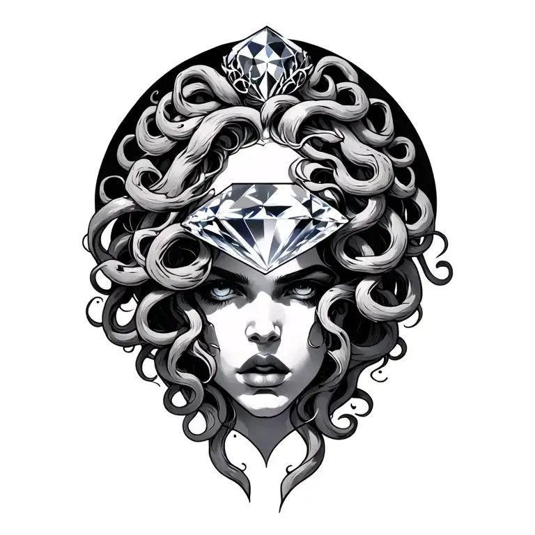 Beautiful Medusa With One Large Princess Cut Diamond