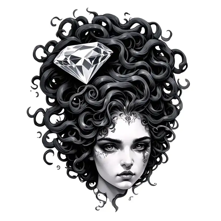 Beautiful Medusa With One Large Princess Cut Diamond