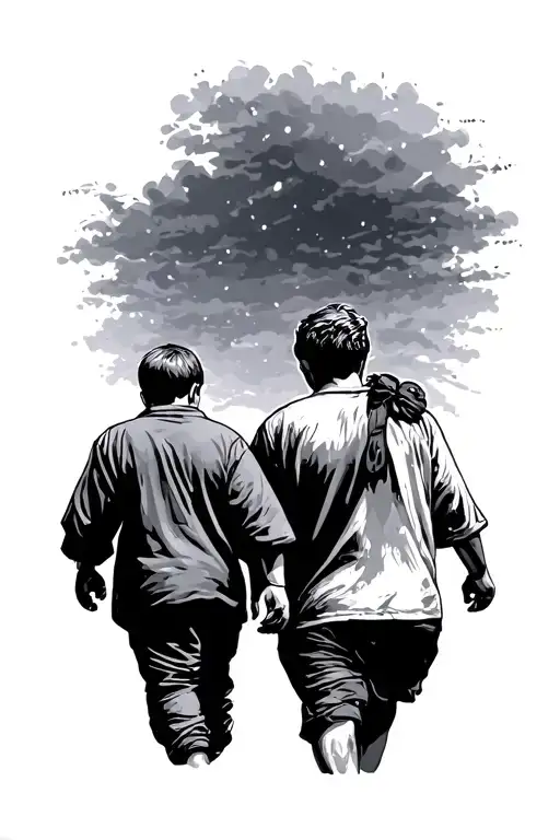 Father And Son Walking
