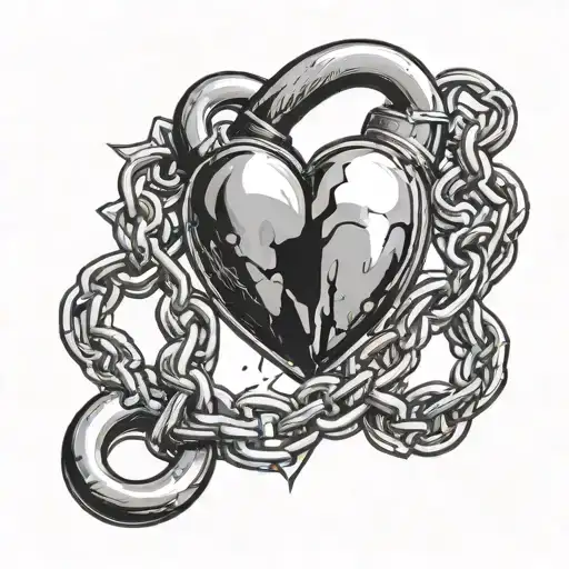 Broken Heart With Chains And Kettlebell