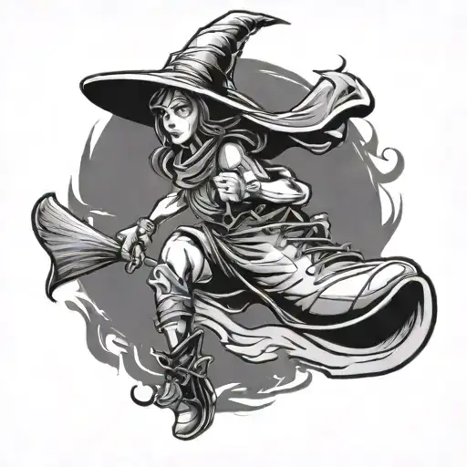 Witch Running With A Sport Shoes Sitting Alone