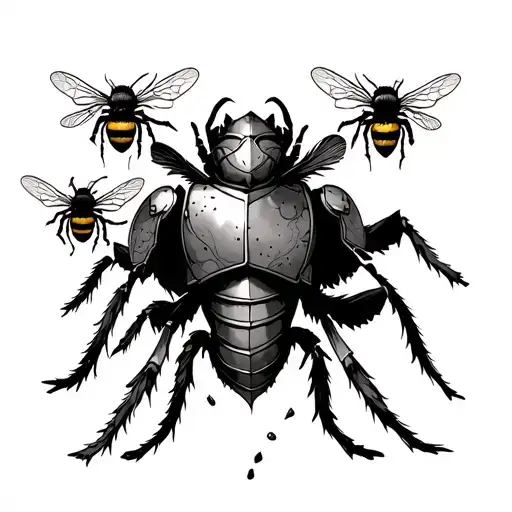 Broken Armour With Honey Come And 5 Bees