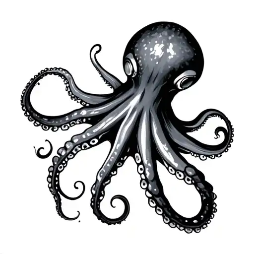 Simple Line Work Octopus Gracefully Swimming