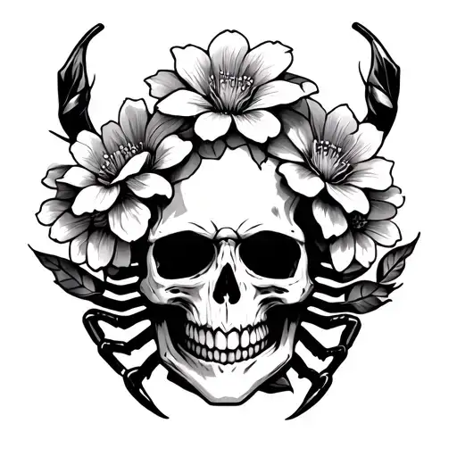 Skull With Flower Halo Cover Up Scorpion