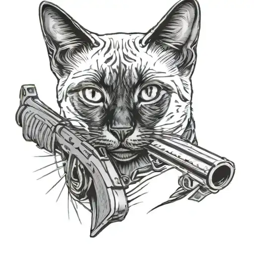 Siamese Cat With Ak 47