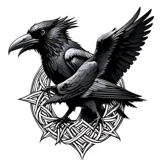Runes Celtic Knotwork Odin Ravens Huginn And Muninn