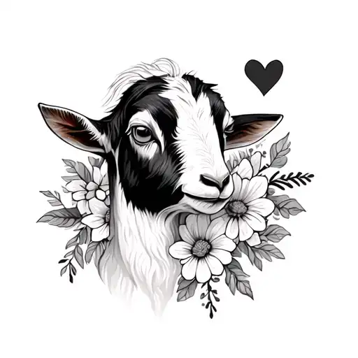 Mini Goat With Gerbrea Flowers And Heart