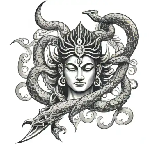 Shiva Trident With Snake Wrapped