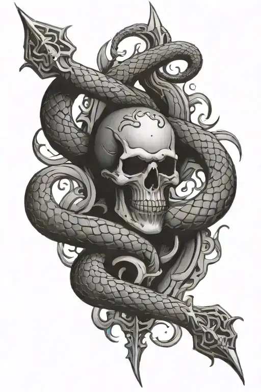 Trident With Snake Wrapping Around It