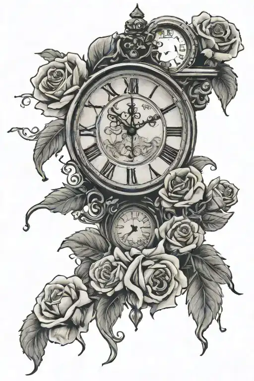 Roman Numerals For April1st 2008 With Clouds Roses And A Clock That Says Gods Timing
