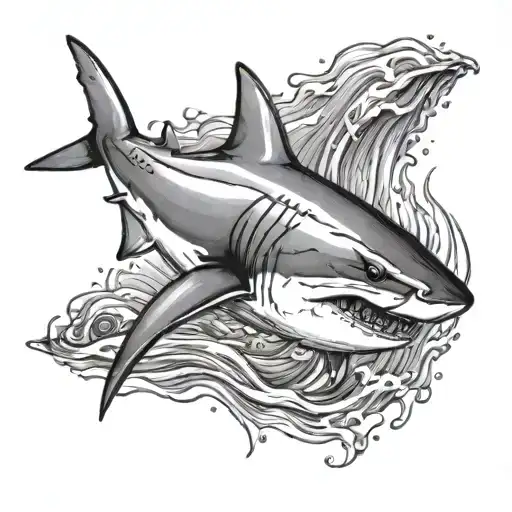 Tattoo Of A Wounded Shark In The Water