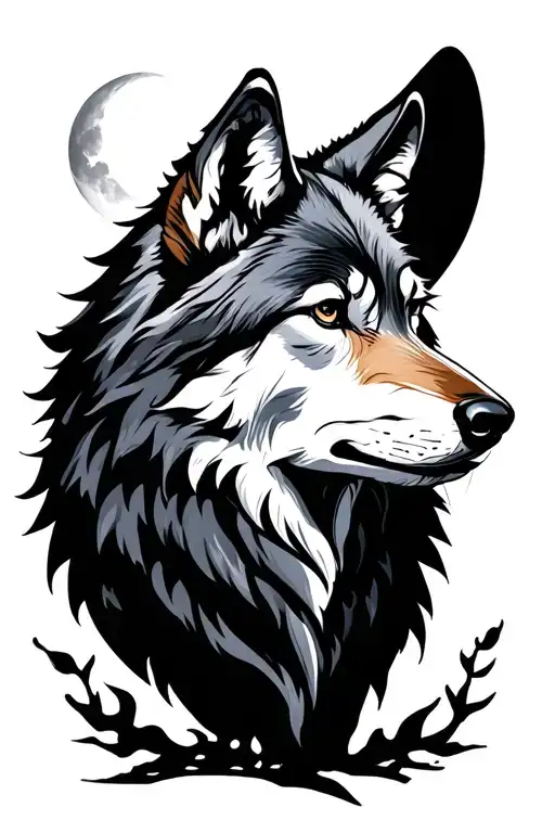 Wolf And Moon