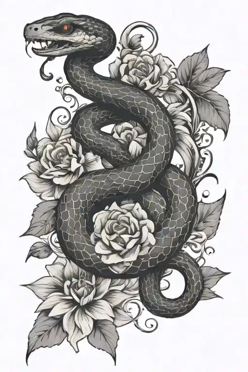 Snake With Flowers