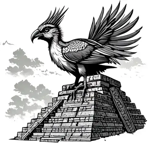 Guatemala Quetzal Posing On Mayan Pyramid