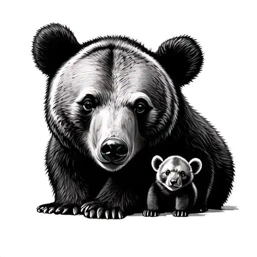 Minimal Mama Bear And Two Cubs