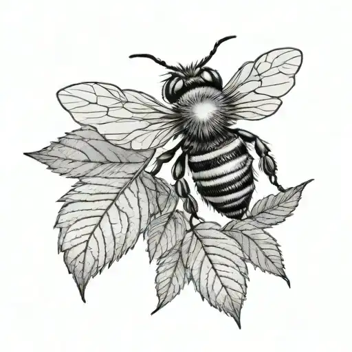 Hazel Leaf With Bee On It