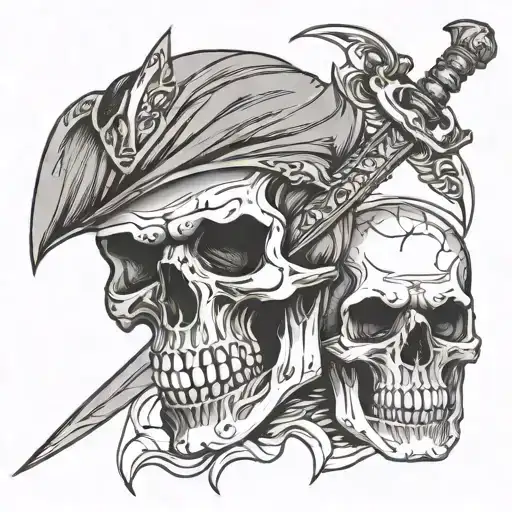Skull Biting A Dagger