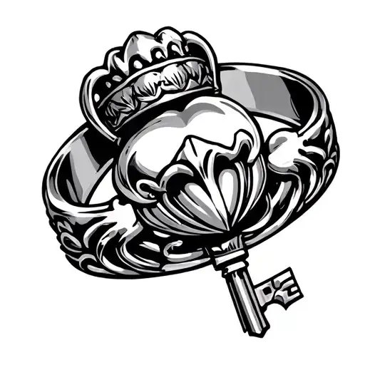 Claddagh Ring And A Key Design