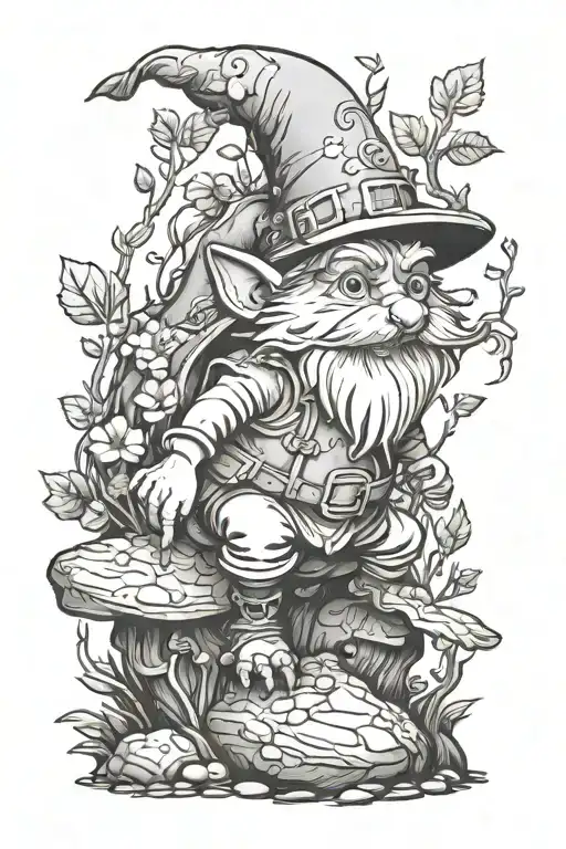 Create A Mystical Forest Scene Featuring A Whimsical Gnome Riding A Frog