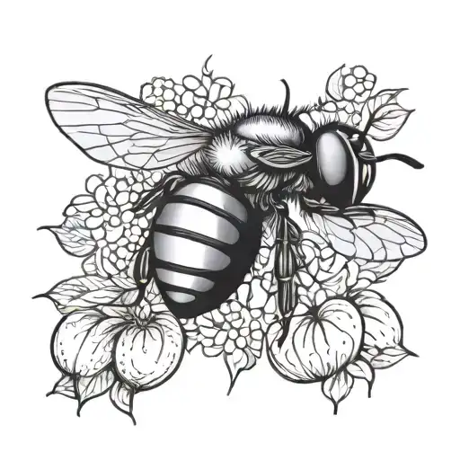 Apple And Bee Flying