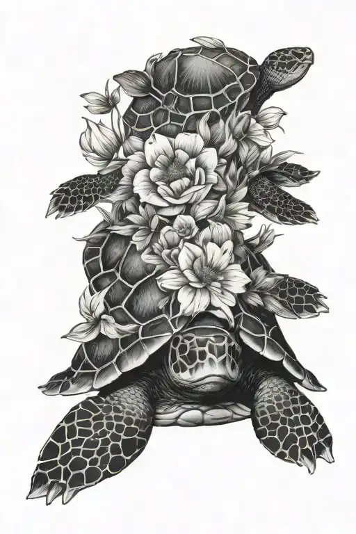Turtle And Flowers