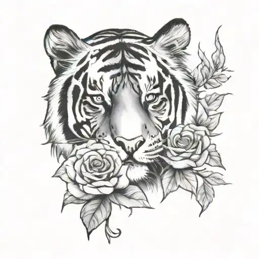 Tiger And Roses