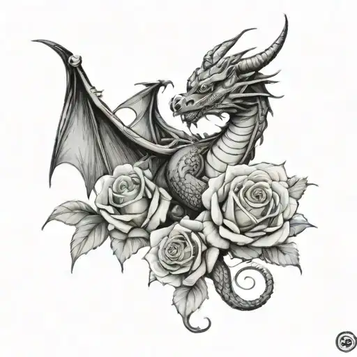 Dragon And Roses