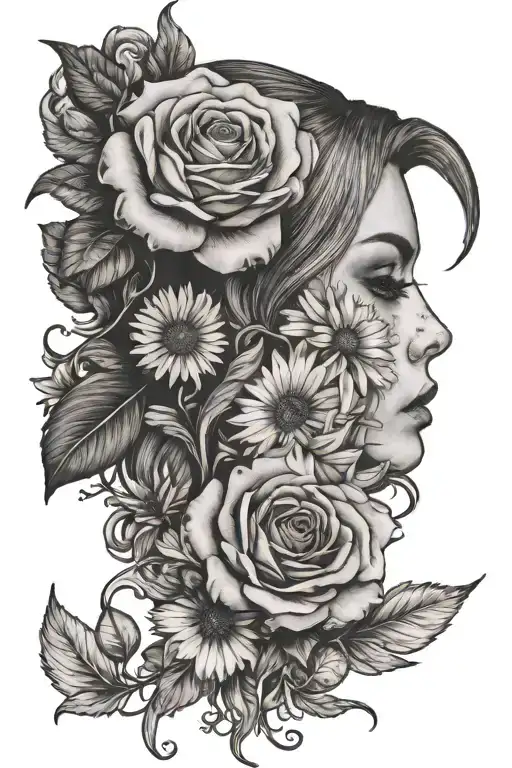 Rose And Daisy Behind Ear