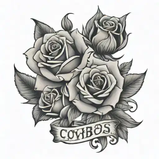 Roses With The Date 1981 -2023 With Two Dallas Cowboys Symbols On Each Side