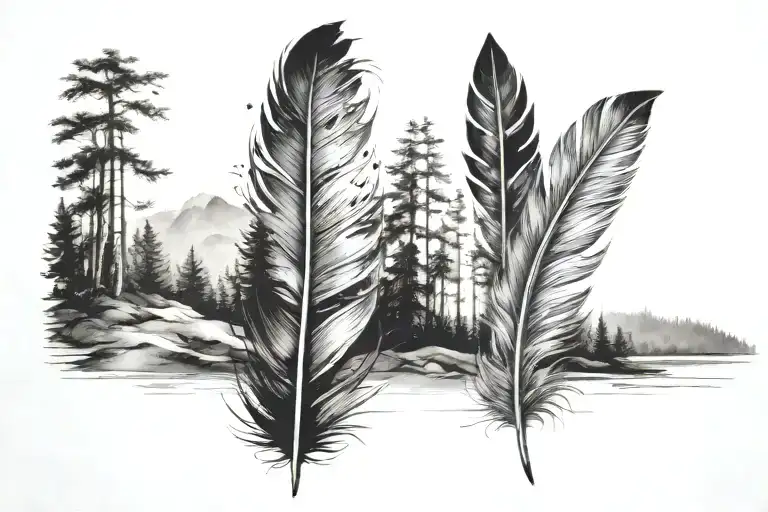 Feather Into Forest Landscape
