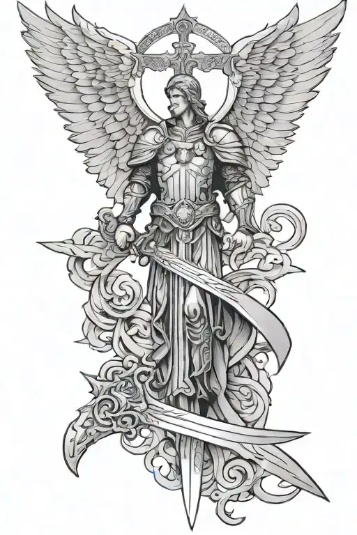 Archangel Michael Sword Wings Simple