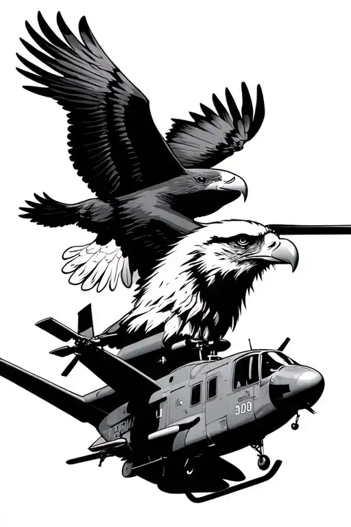 Apache Helicopter And Bald Eagle