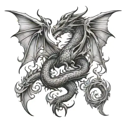 A Pair Of Dragon Wings Spread