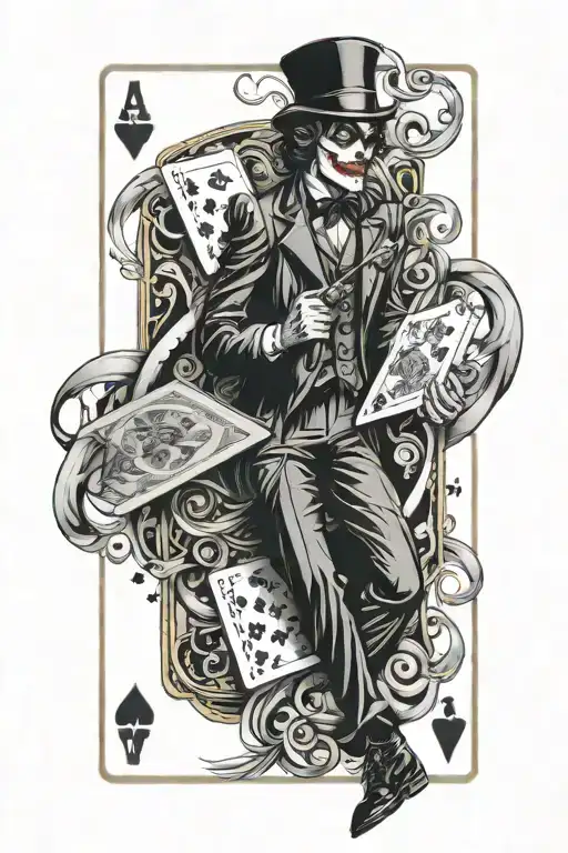 Joker Deck Of Cards And Hourglass Filled With Swirling