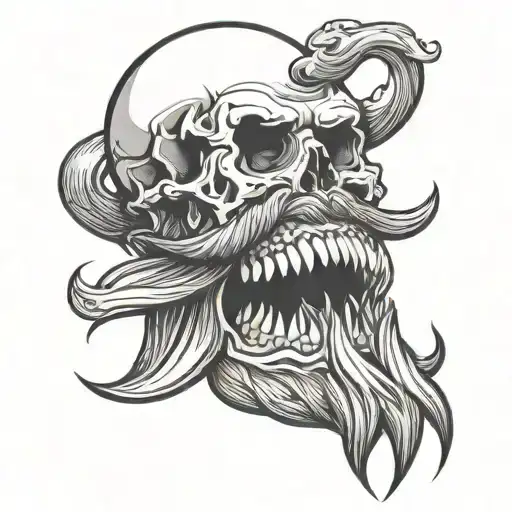 Bearded Skull Sticking Out Tongue