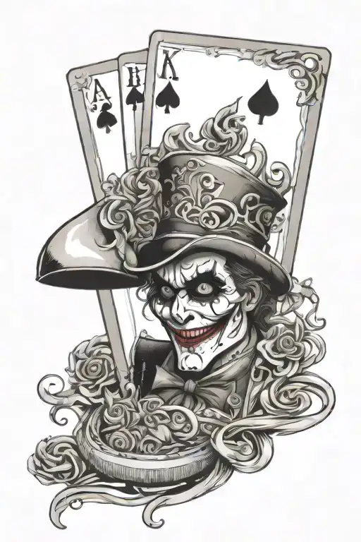 Joker Deck Of Cards And Hourglass Filled With Swirling