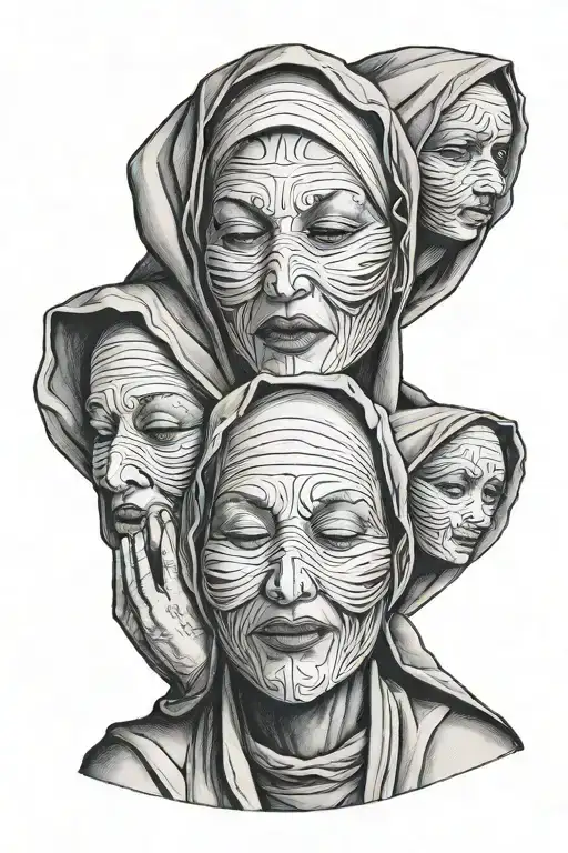 3 Hood Nuns Covering Eyes Mouth And Ears