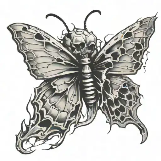 Butterfly With Cracked Skull Image In One Wing And Five Fingers Tearing Open Skull