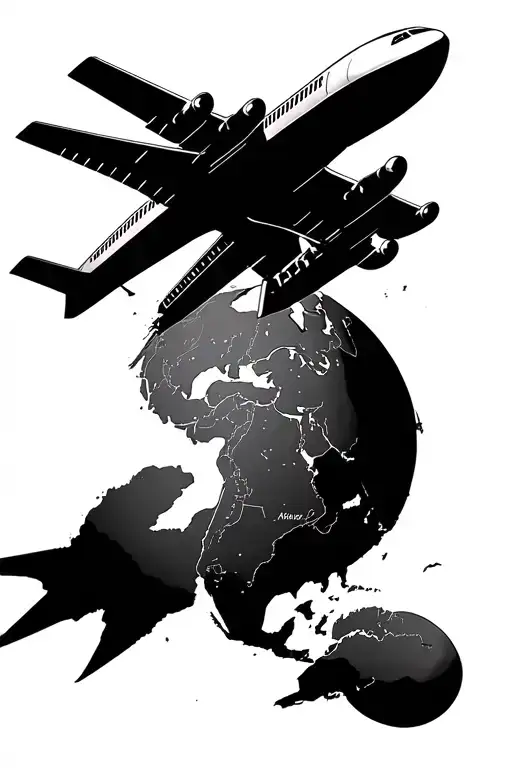 Travel With Airplane Flying Over A World
