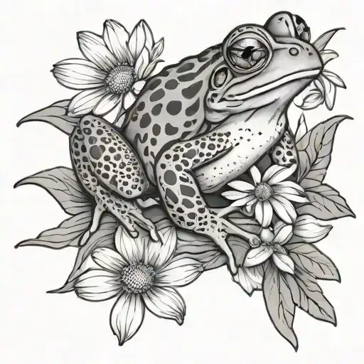 Frog And Daisies